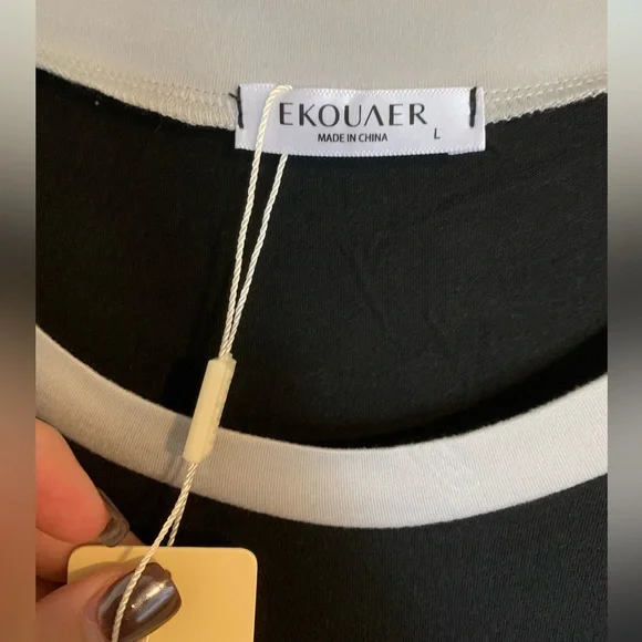 Ekouaer Long Sleeve Nightgown L | Soft Calf-Length Sleepwear Pajama Dress NWT - Picture 9 of 14